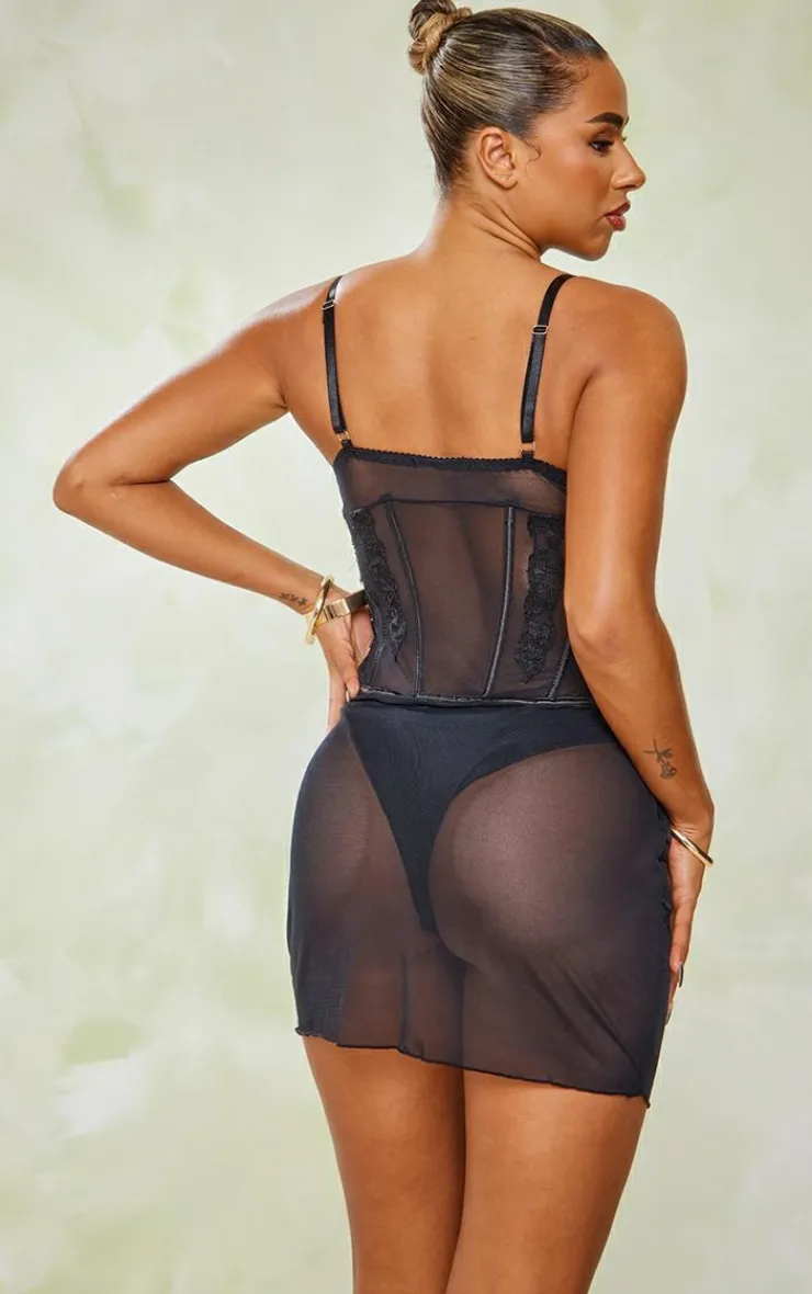 Lace Sheer Underwired Strappy Bodycon Dress-PrettyLittleThing Discount