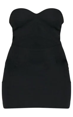 Linen Look Sweetheart Neckline Bodycon Dress-PrettyLittleThing Sale