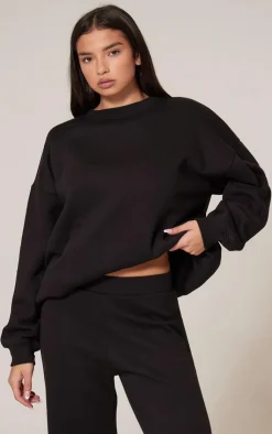 Discount PrettyLittleThing Longline Oversized Sweatshirt Black
