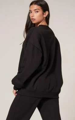 Discount PrettyLittleThing Longline Oversized Sweatshirt Black