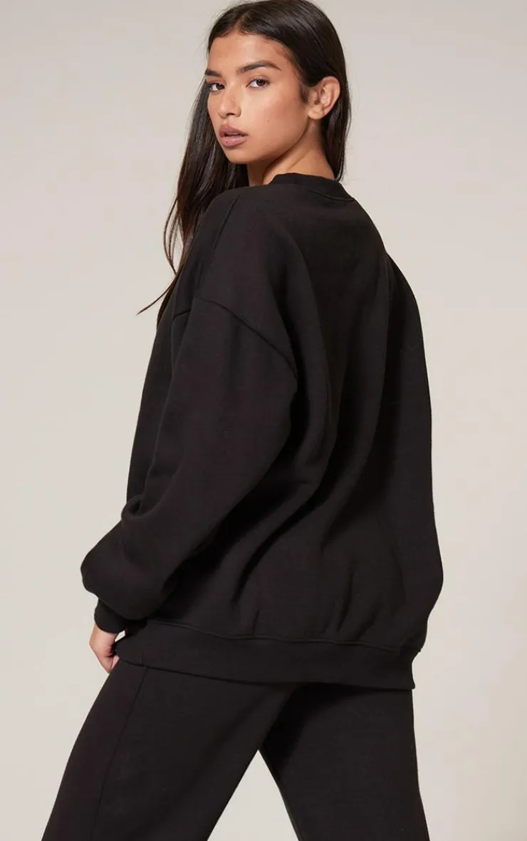 Discount PrettyLittleThing Longline Oversized Sweatshirt Black