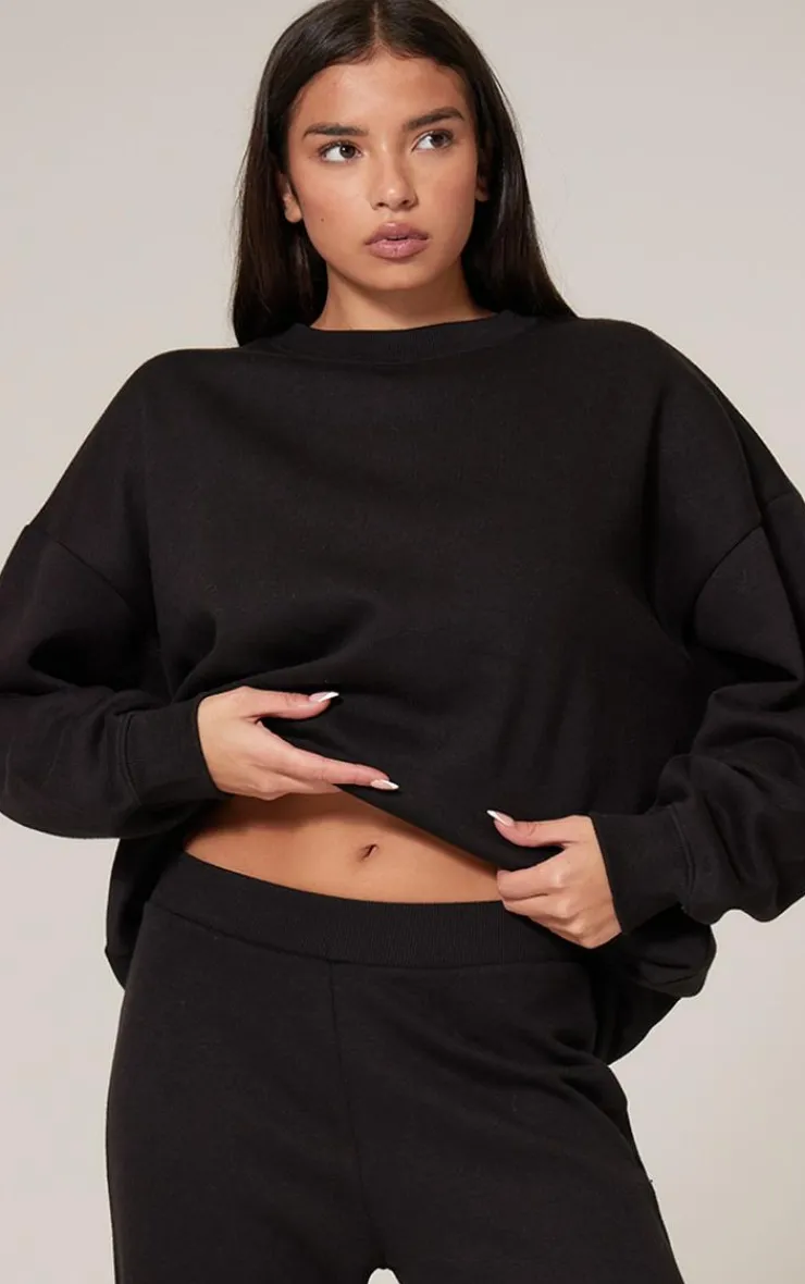 Discount PrettyLittleThing Longline Oversized Sweatshirt Black