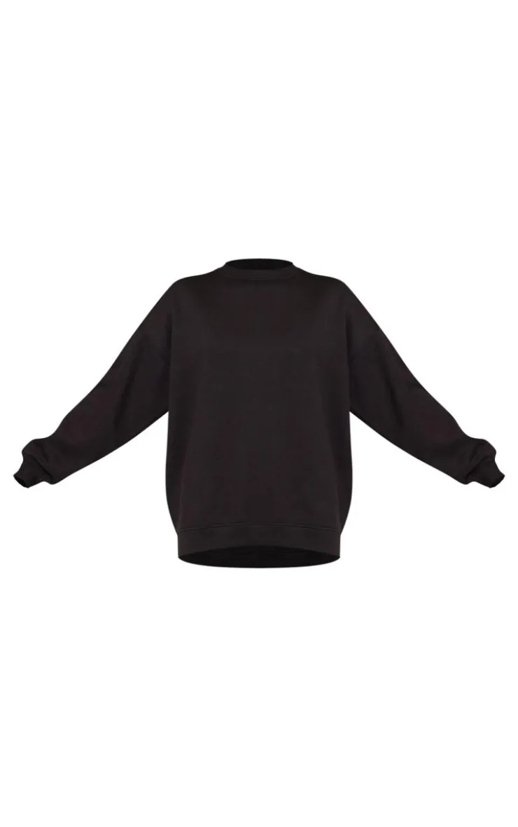 Discount PrettyLittleThing Longline Oversized Sweatshirt Black