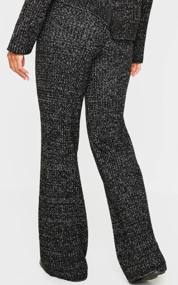 Outlet PrettyLittleThing Marl Knit Wide Leg Pants Black