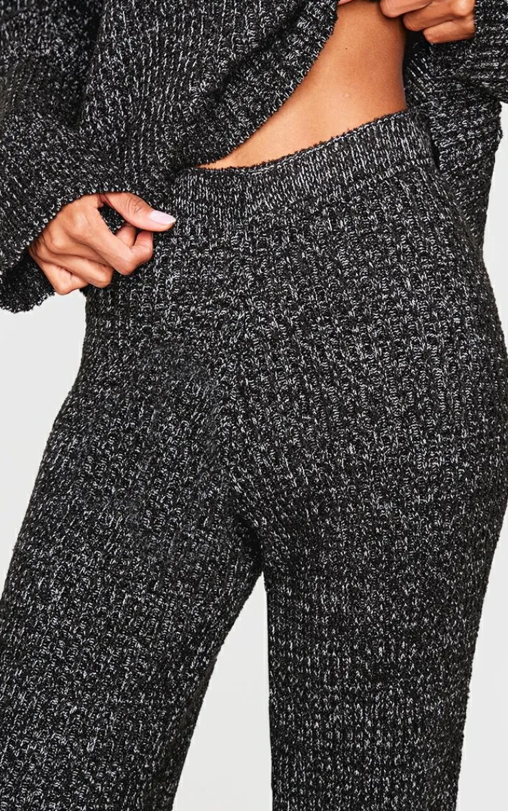 Outlet PrettyLittleThing Marl Knit Wide Leg Pants Black