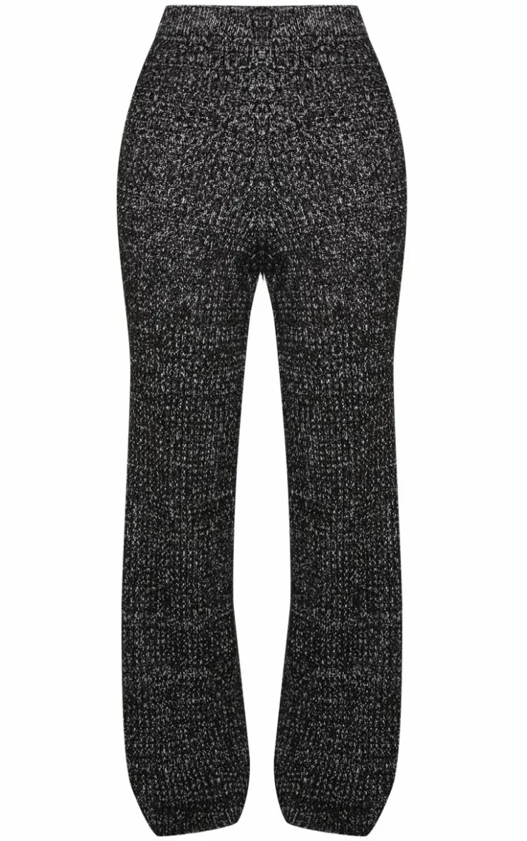 Outlet PrettyLittleThing Marl Knit Wide Leg Pants Black
