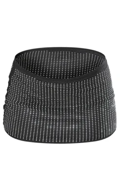 Hot PrettyLittleThing Mesh Diamante Low Rise Micro Mini Skirt Black
