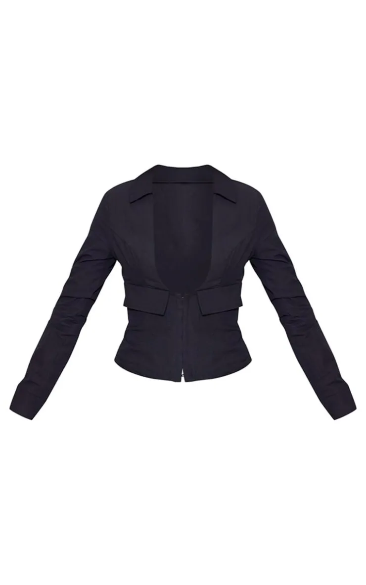 PrettyLittleThing Shirts*Open Back Plunge Cargo Shirt