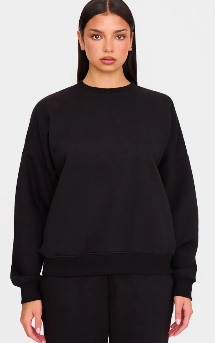 Outlet PrettyLittleThing Oversized Long Sleeve Sweatshirt Black