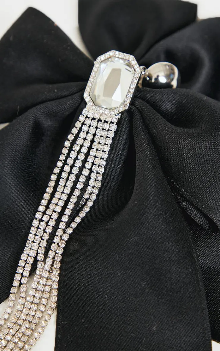 PrettyLittleThing Statement Earrings*Oversized Satin Bow Jewel Diamante Statement Earrings