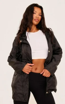 PrettyLittleThing Black Sweatsuits*Pack A Mac Pocket Detail Jacket