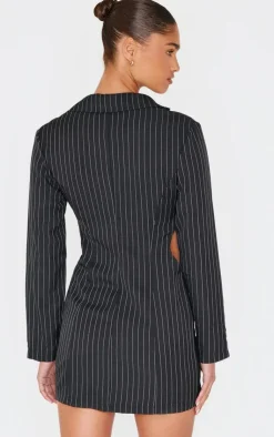 Pinstripe Wrap Detail Blazer Dress-PrettyLittleThing Best
