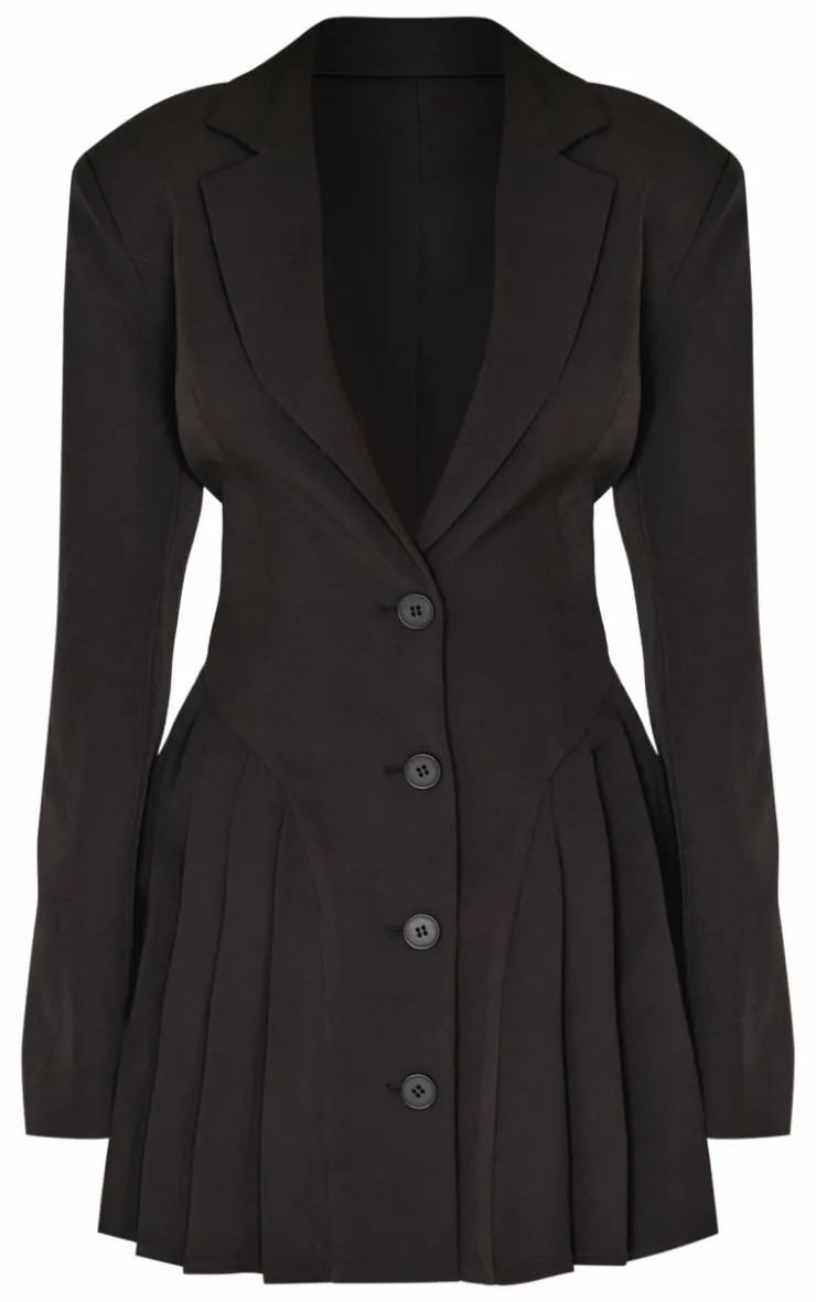 Pleated Blazer Mini Dress-PrettyLittleThing