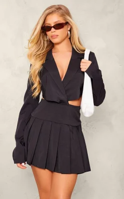 Pleated Cut Out Blazer Dress-PrettyLittleThing Sale