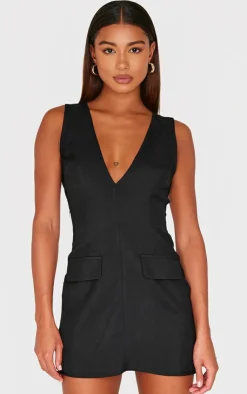 Plunge Pocket Detail Mini Dress-PrettyLittleThing Clearance