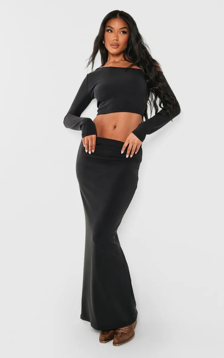 PrettyLittleThing Premium Soft Touch Low Rise Maxi Skirt Black