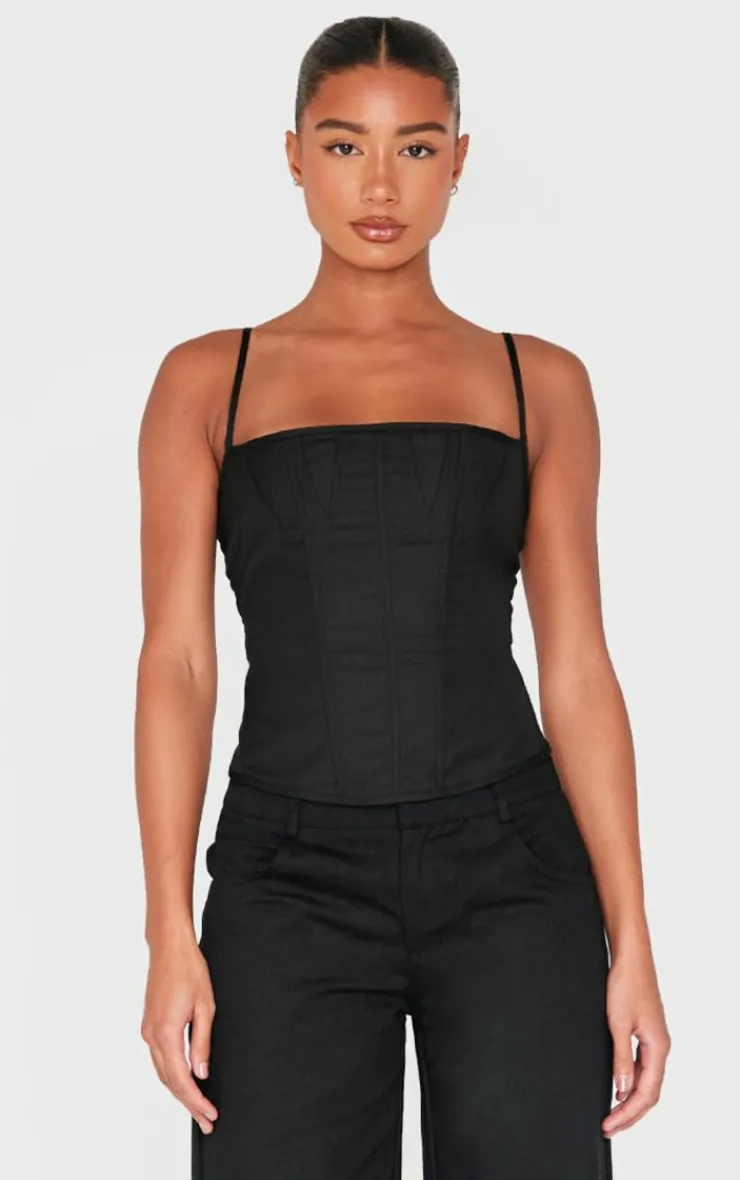 PrettyLittleThing Corsets*Premium Woven Lace Up Back Corset