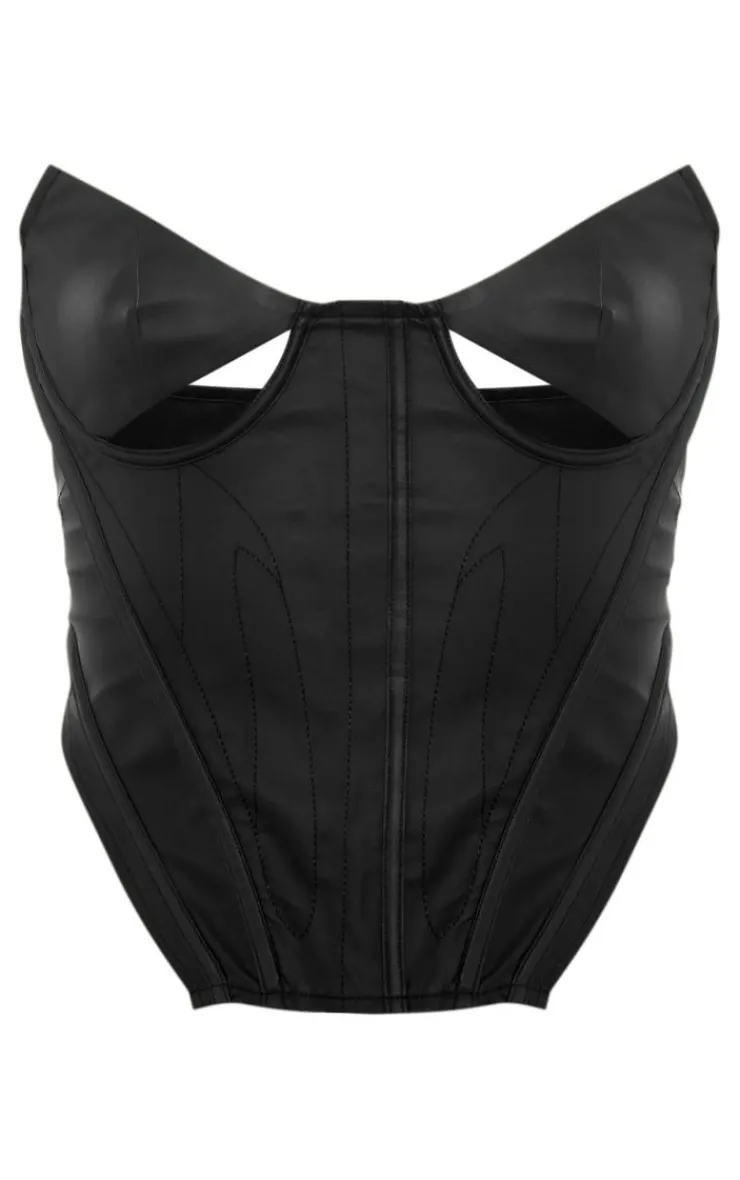 PU Boned Stitch Detail Corset-PrettyLittleThing Clearance