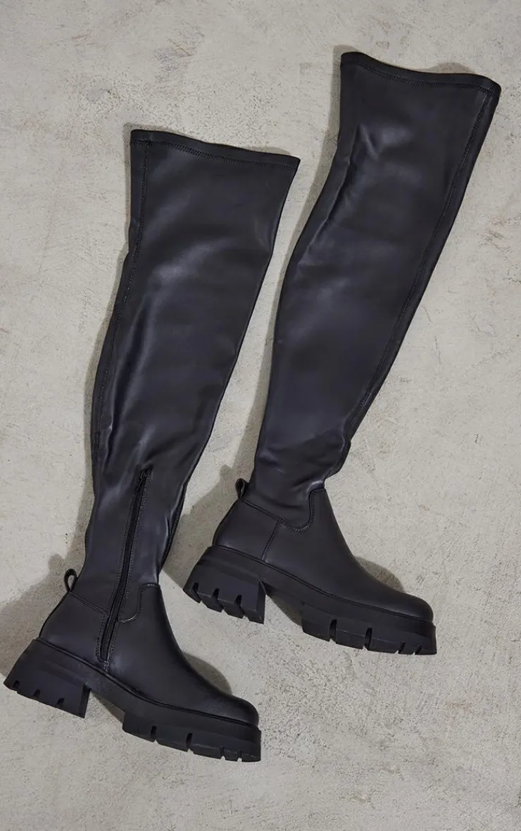 PrettyLittleThing Over The Knee Boots*PU Chunky Arched Sole Over The Knee Boots