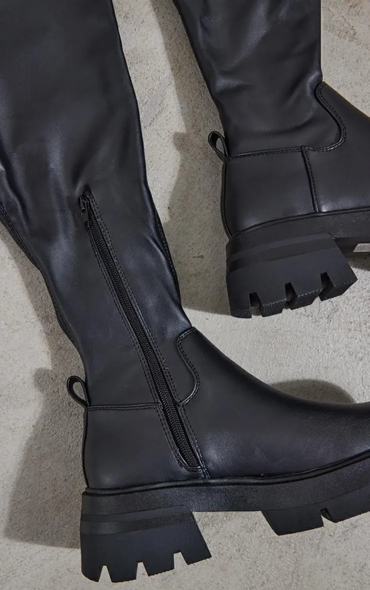 PrettyLittleThing Over The Knee Boots*PU Chunky Arched Sole Over The Knee Boots