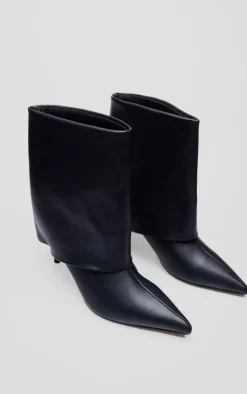 PrettyLittleThing Low Heels*PU Point Toe Fold Over Low Heeled Ankle Boots