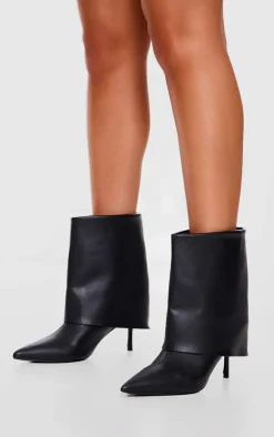 PrettyLittleThing Low Heels*PU Point Toe Fold Over Low Heeled Ankle Boots