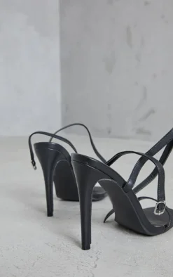 PrettyLittleThing High Heels*PU Square Toe Barely There Strappy High Heels