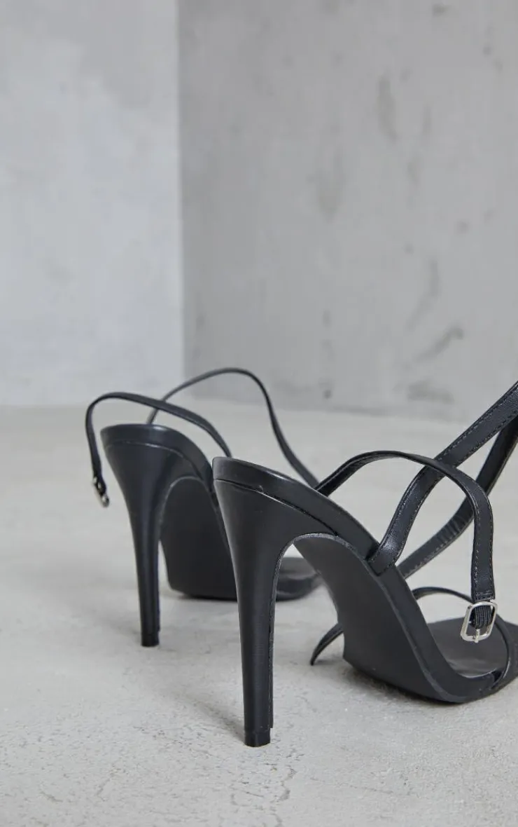 PrettyLittleThing High Heels*PU Square Toe Barely There Strappy High Heels