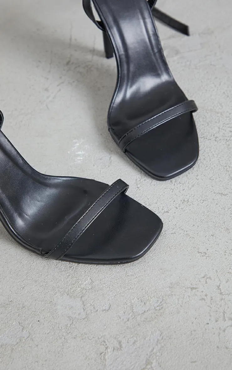 PrettyLittleThing High Heels*PU Square Toe Barely There Strappy High Heels