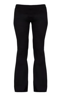 Outlet PrettyLittleThing Rib High Waist Flares Black