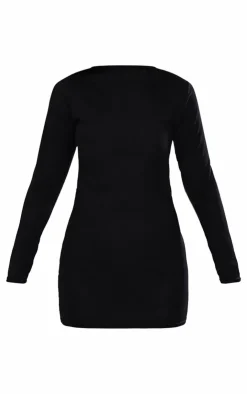 Ribbed Long Sleeve Bodycon Dress-PrettyLittleThing Discount