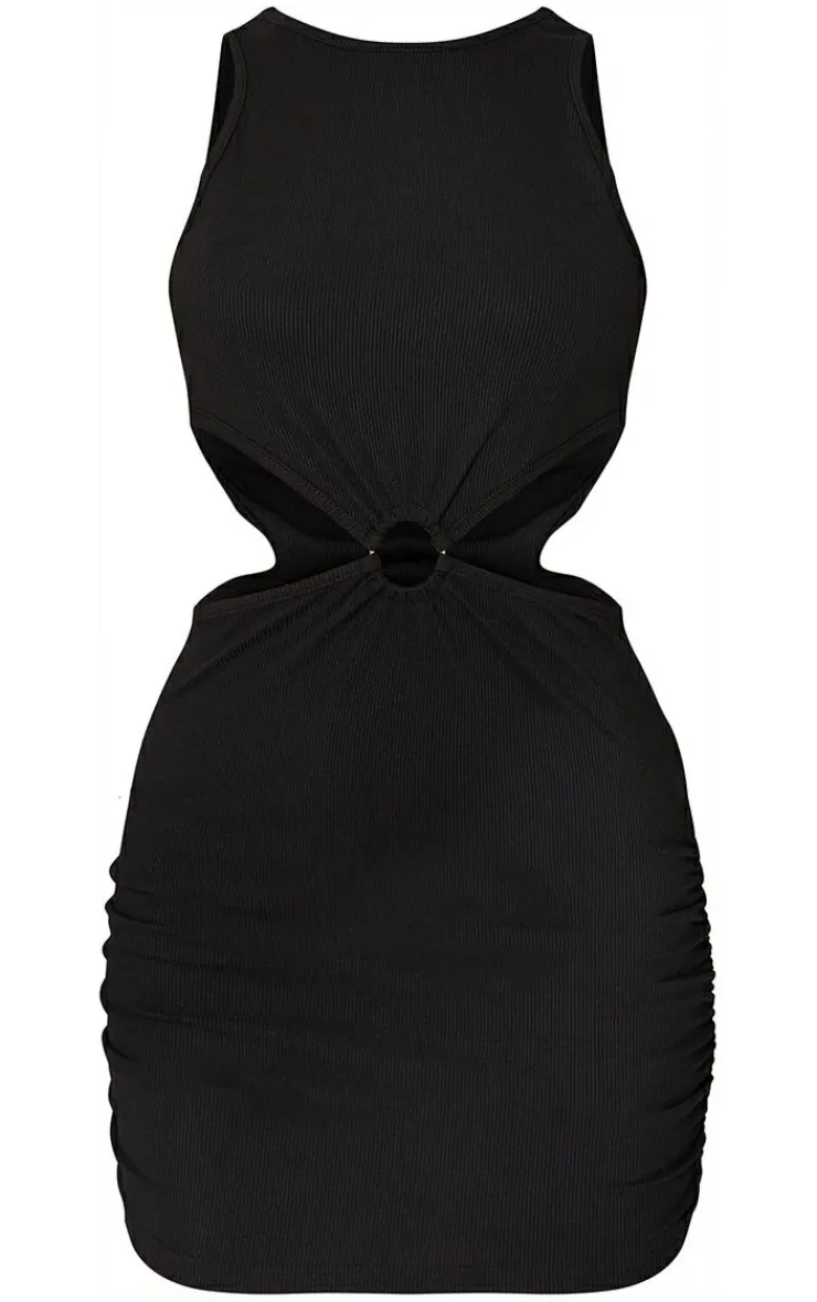 Ribbed Ring Detail Waist Cut Out Sleeveless Bodycon Dress-PrettyLittleThing Discount