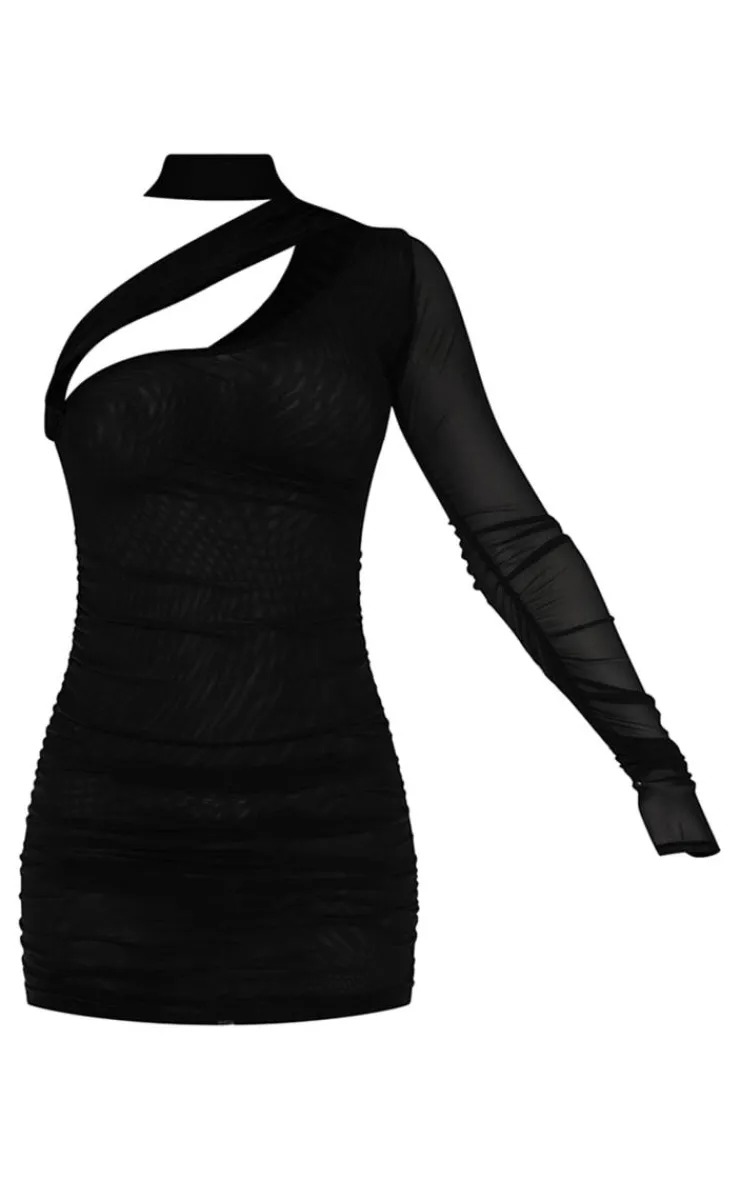 Ruched Asymmetric Bodycon Dress-PrettyLittleThing Outlet