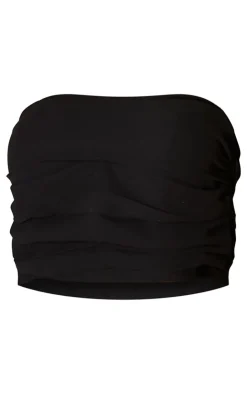 Discount PrettyLittleThing Ruched Bandeau Top Black