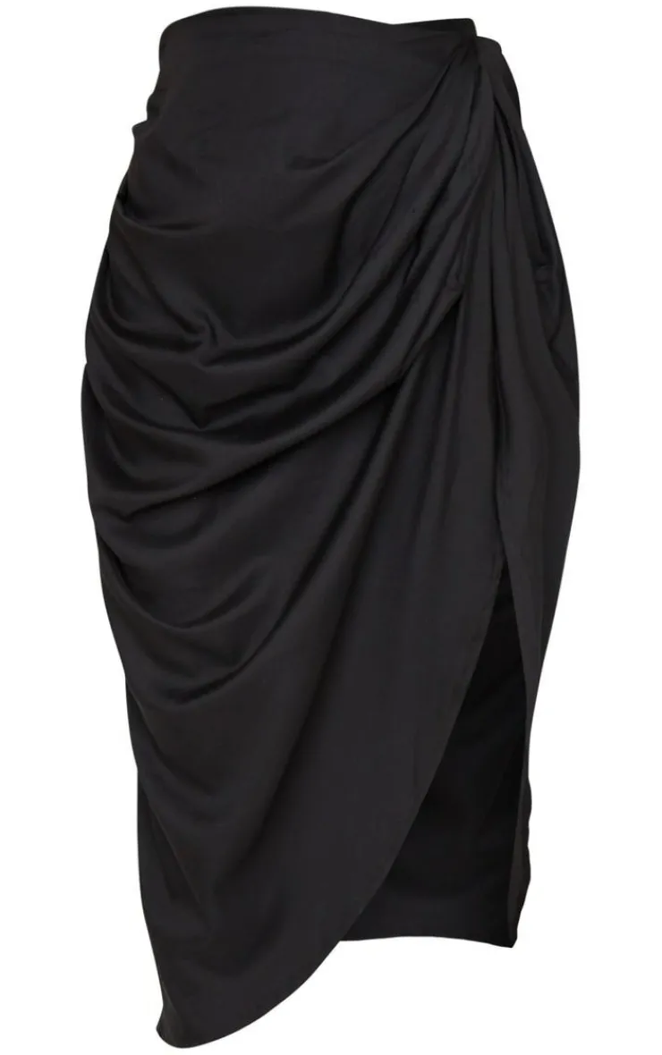 Ruched Side Midi Skirt-PrettyLittleThing Outlet