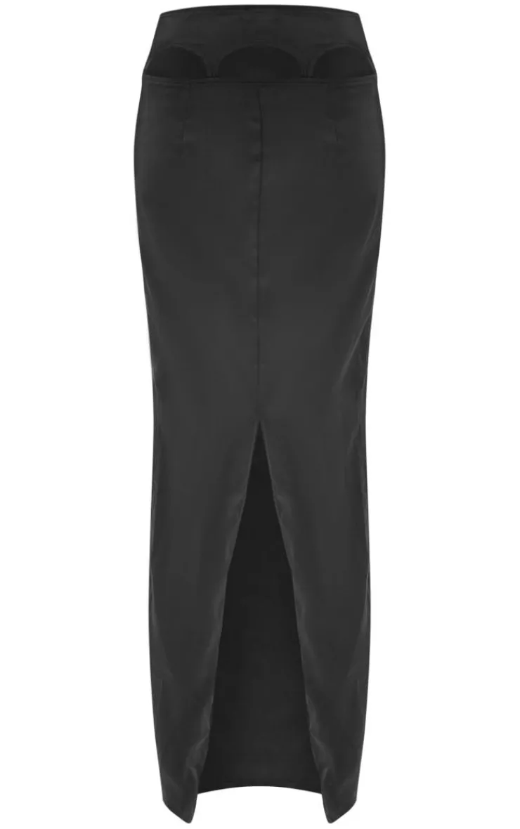 Satin Cut Out Suspender Maxi Skirt-PrettyLittleThing Best