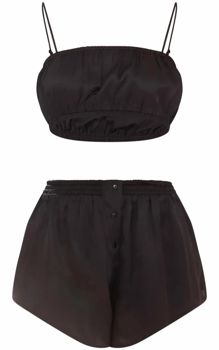Satin Ruched Bralet And Short Pj Set-PrettyLittleThing Hot
