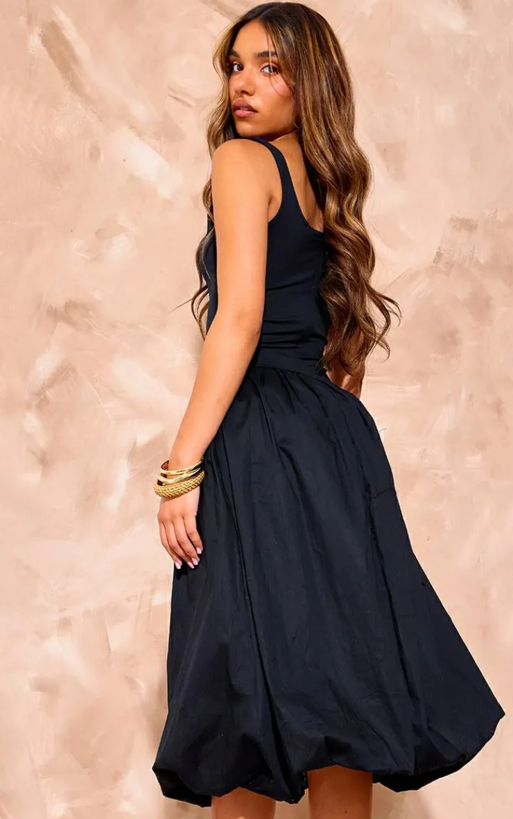 Scoop Neck Puffball Midi Dress-PrettyLittleThing Outlet