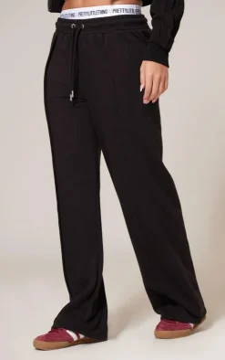 Outlet PrettyLittleThing Seam Detail Wide Leg Sweatpants Black