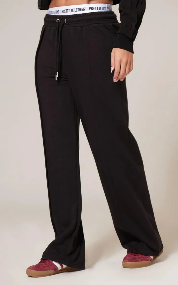Outlet PrettyLittleThing Seam Detail Wide Leg Sweatpants Black