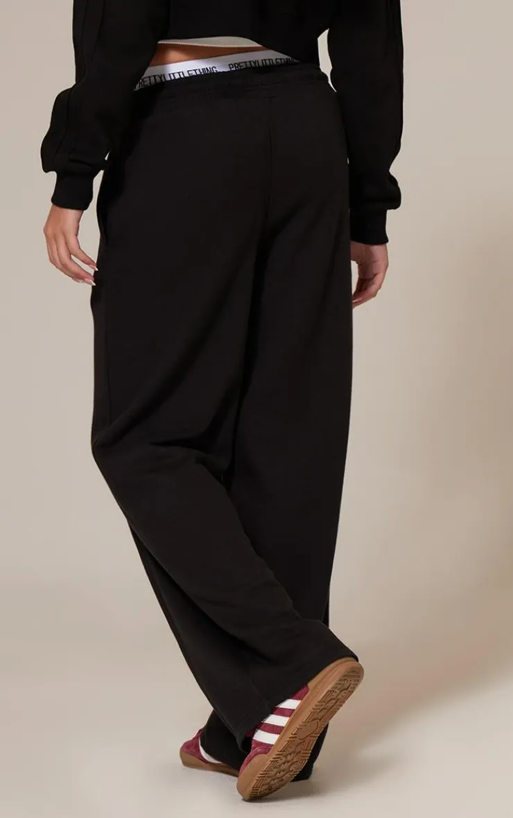 Outlet PrettyLittleThing Seam Detail Wide Leg Sweatpants Black