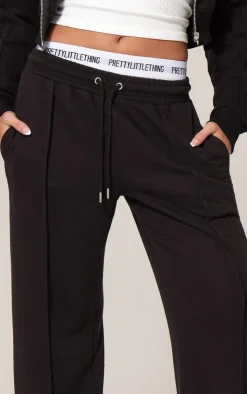 Outlet PrettyLittleThing Seam Detail Wide Leg Sweatpants Black