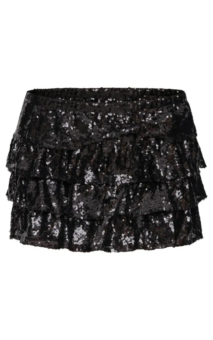 Sequin Frilly Tiered Mini Skirt-PrettyLittleThing New