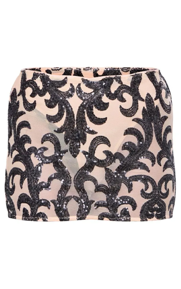 Sequin Jacquard Panties Insert Mini Skirt-PrettyLittleThing Outlet