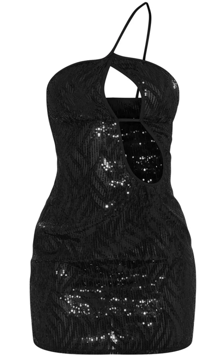 Sequin One Strap Cut Out Chest Bodycon Dress-PrettyLittleThing Hot