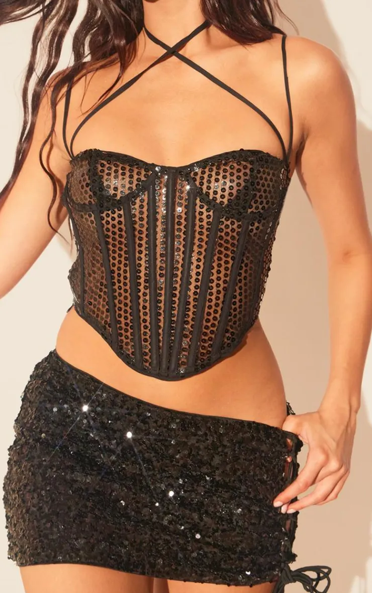 Sequin Sheer Boned Corset-PrettyLittleThing Hot