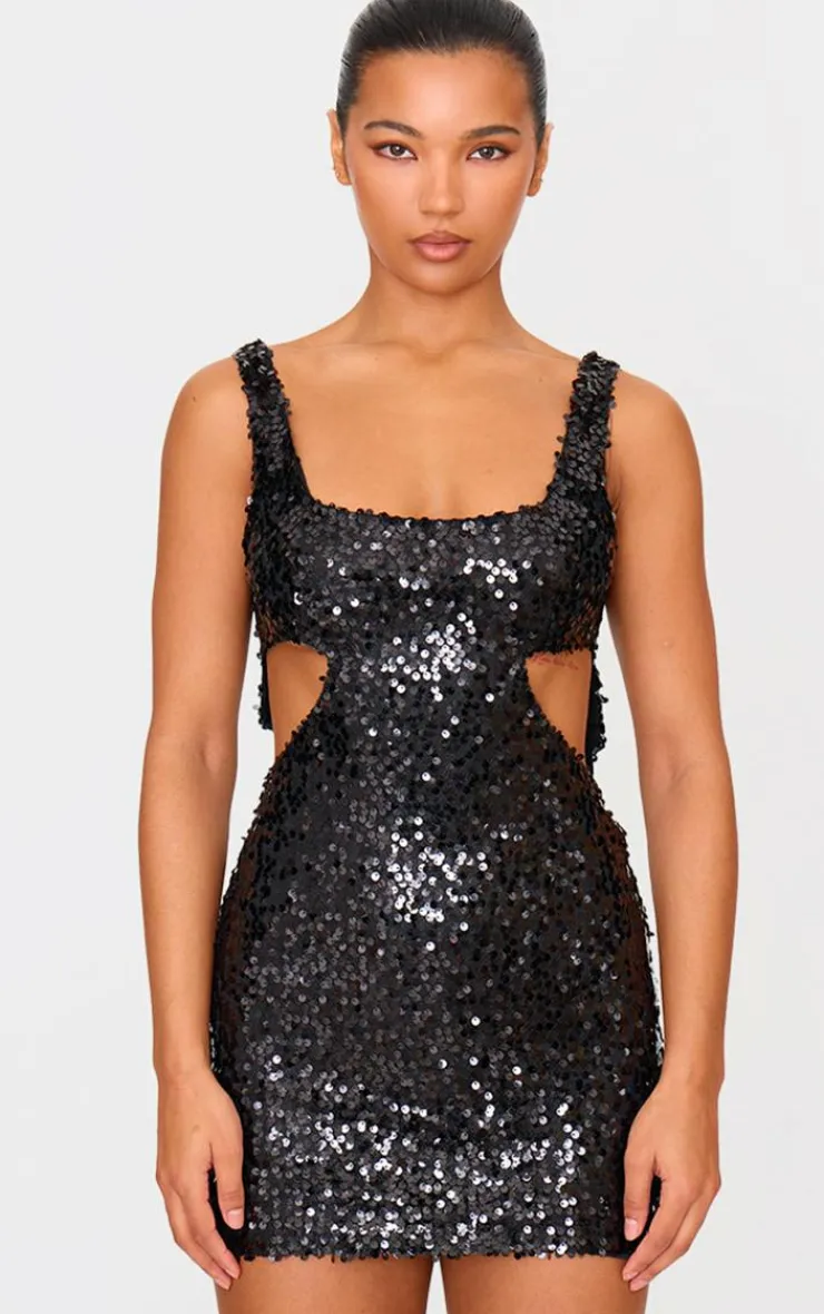 Sequin Side Cut Out Strappy Bodycon Dress-PrettyLittleThing Outlet