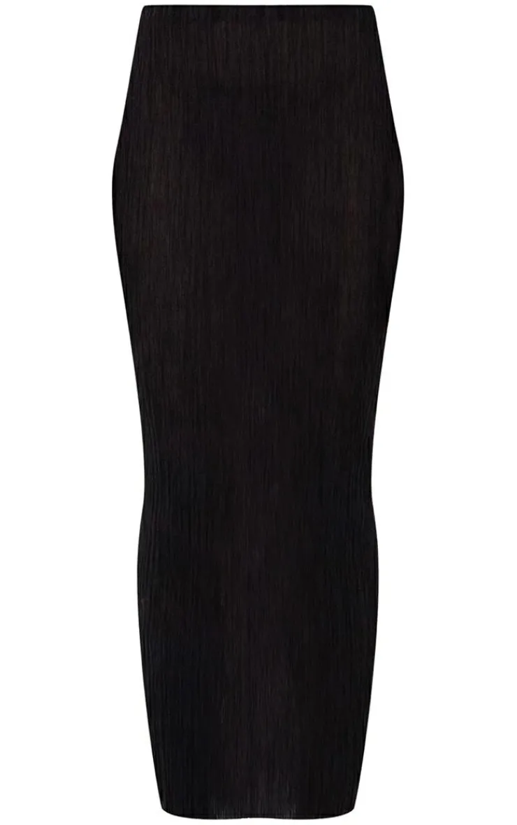 New PrettyLittleThing Sheer Knit Low Rise Maxi Skirt Black