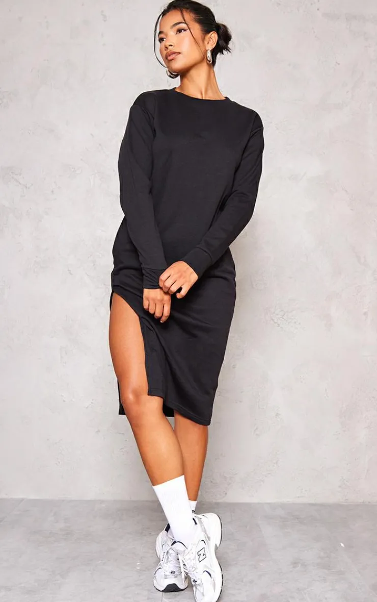 Side Split Oversized Midi Sweatshirt Dress-PrettyLittleThing Hot