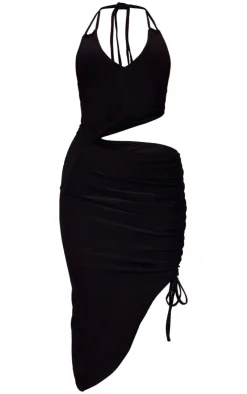 Slinky Cut Out Ruched Midi Dress-PrettyLittleThing Clearance